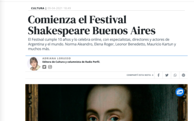 Revista Noticias: Comienza el Festival Shakespeare Buenos Aires