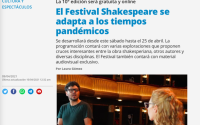 Diario Página 12: El Festival Shakespeare se adapta a los tiempos pandémicos